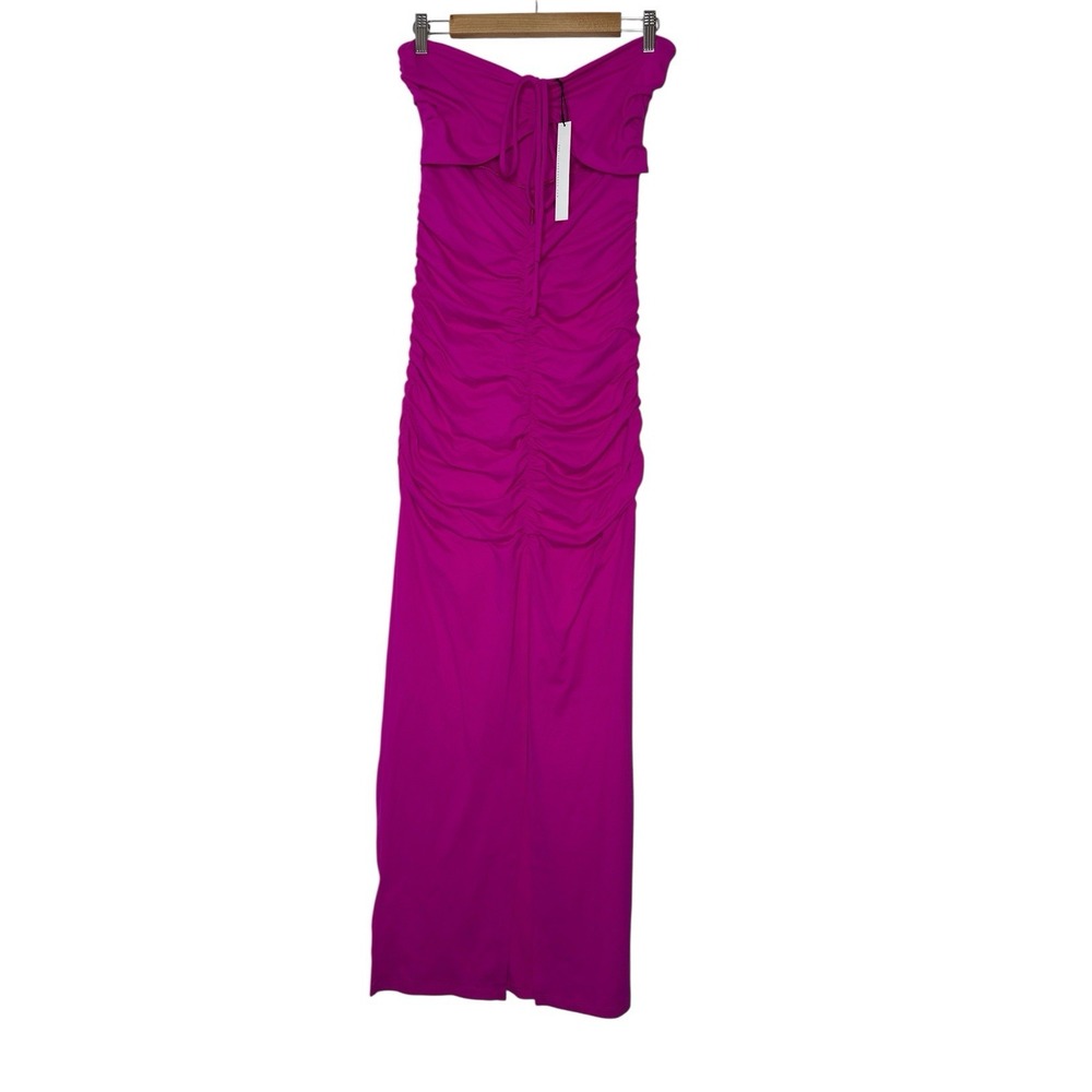 New Susana Monaco Maxi Dress Women's XL Hot Pino Strapless Open Front Stretch